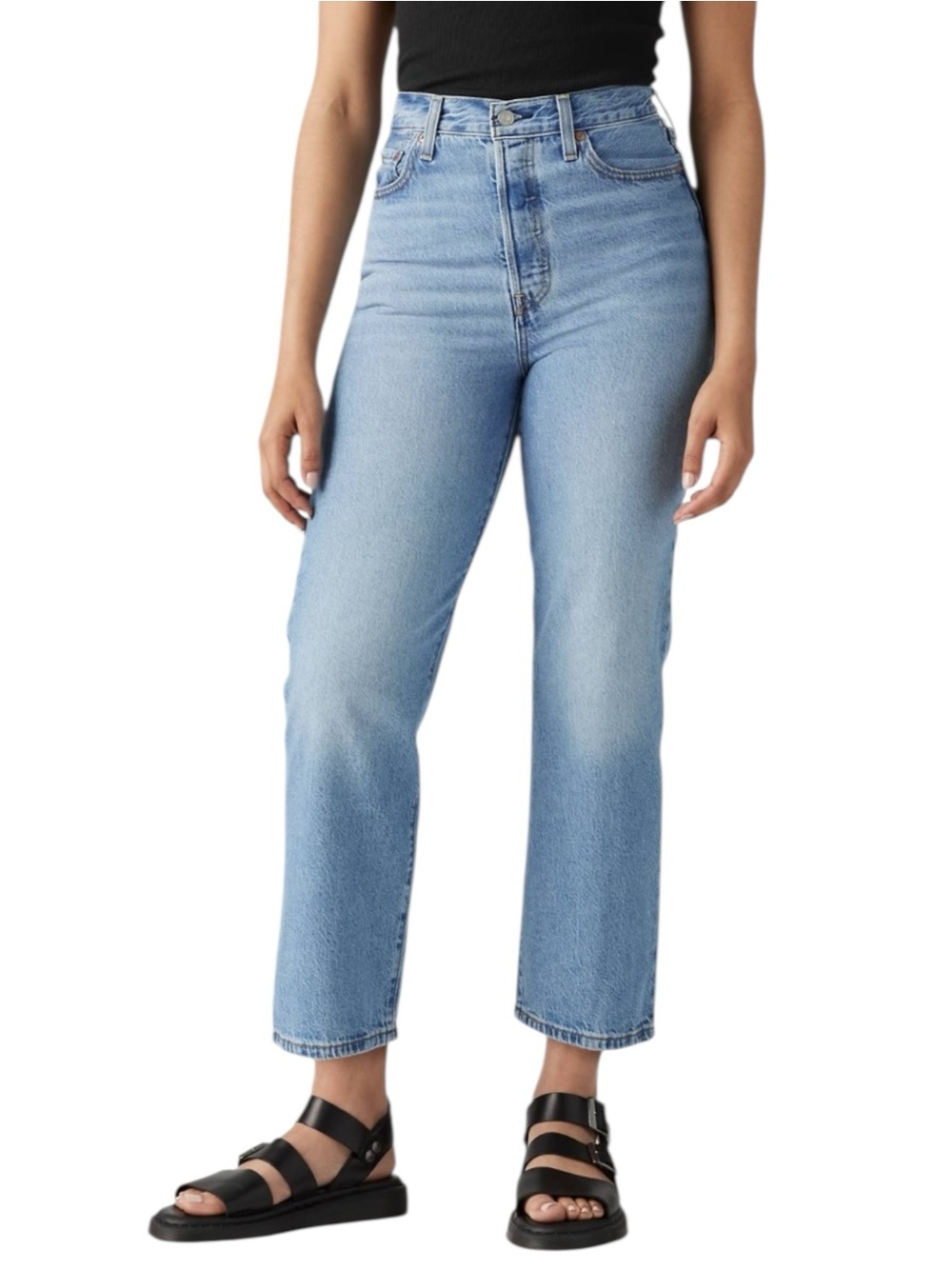Levi’s Ribcage Straight Ankle Jeans W26 L27 In The Middle Light Wash